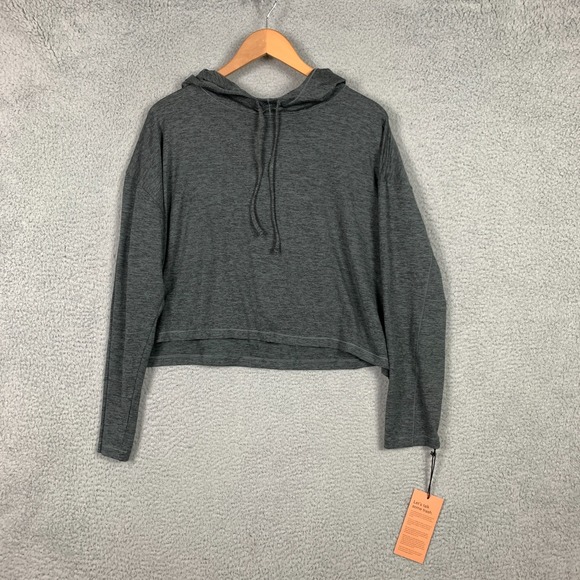 Girlfriend Collective ReSet Hoodie Women's Large Gray Heather Loose Fit Crop NWT - Picture 1 of 10